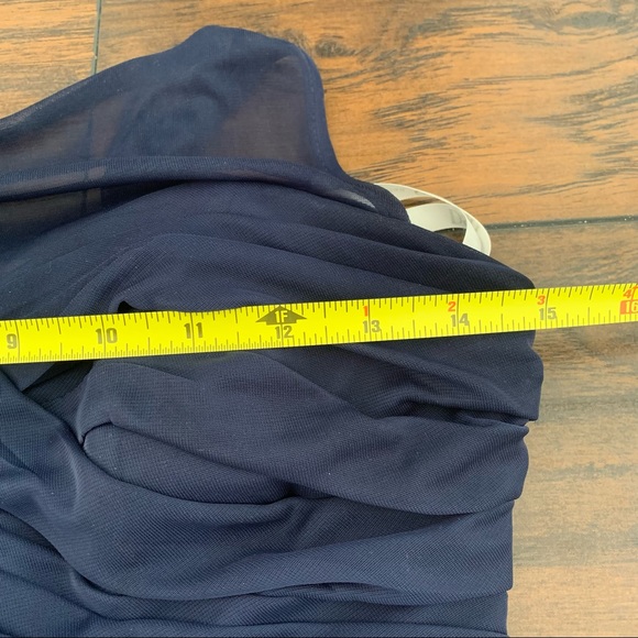 COPY - David's Bridal | Long Marine Blue Navy Mesh Dress F15927 sz 0/2 - Picture 5 of 13